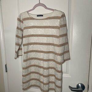 Striped Beige and White Dress